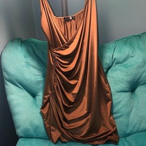 Bronze gold ruffle dress. Mini dress